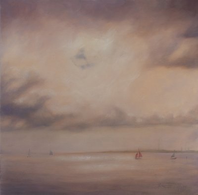 Familj av båtar, 2014 (olja på duk) av Antonia Myatt