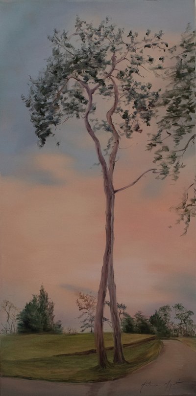 Tapeley Park trees, 2013 (olja på duk) av Antonia Myatt