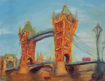 Tower bridge, studie, 2019 (olja på duk) av Antonia Myatt