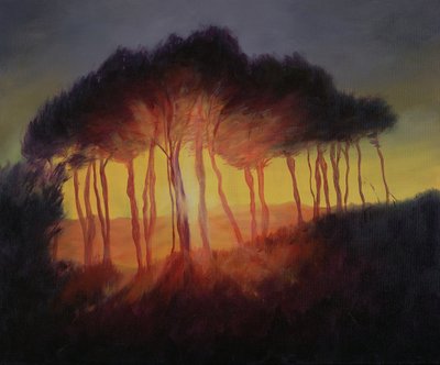 Vilda träd vid solnedgången, 2002 av Antonia Myatt