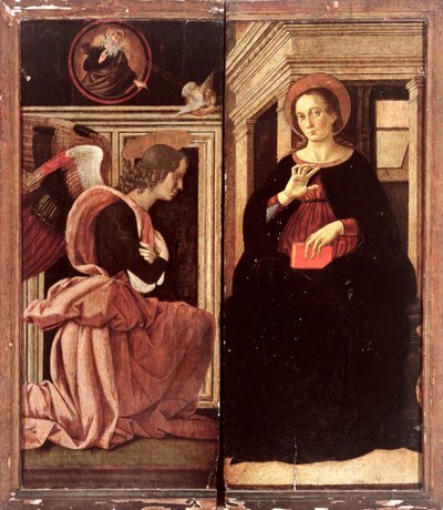 Annunciation (tempera på panel) av Antoniazzo Romano