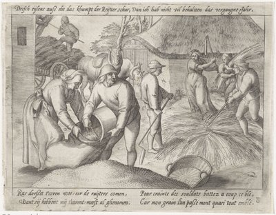 Tröska spannmålen Odla spannmål (serietitel) av Antonie Wierix (II) (possibly)