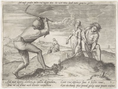 Utjämna marken Odla spannmål (serietitel) av Antonie Wierix (II) (possibly)