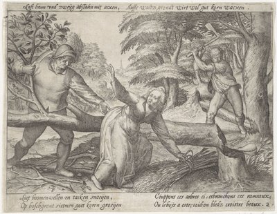 Rensa skogen Growing Grain (serietitel) av Antonie Wierix (II) (possibly)