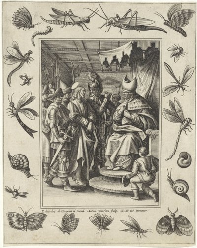 Kristus före Kaifas Passion of Christ (serietitel) av Antonie Wierix (II)