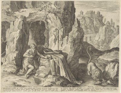 H. Hieronymus som en ångerfull i öknen av Antonie Wierix (II)