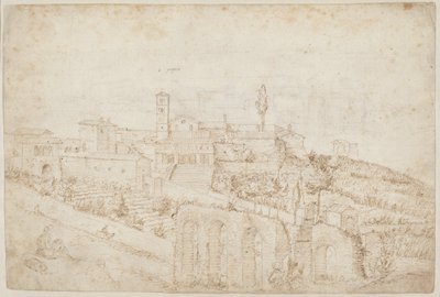 Kyrkan S. Gregorio Magno på Celian Hill (verso) av Antonie van den Wyngaerde