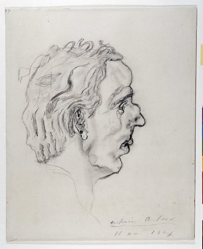 Porträtt av poeten Jacques Prevel (1915-1951) i profil - 11 maj av Antonin Artaud