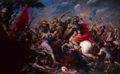 The Battle of the Amazons (olja på duk) av Antonio (circle of) Tempesta