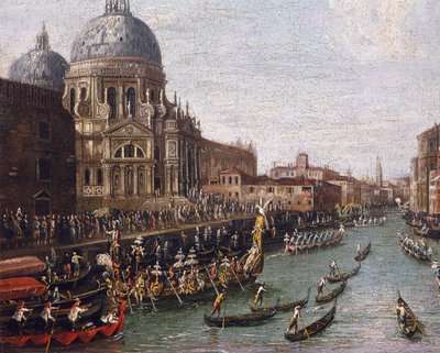 Regatta på Canal Grande i Venedig, detalj av Antonio (school of) Canaletto