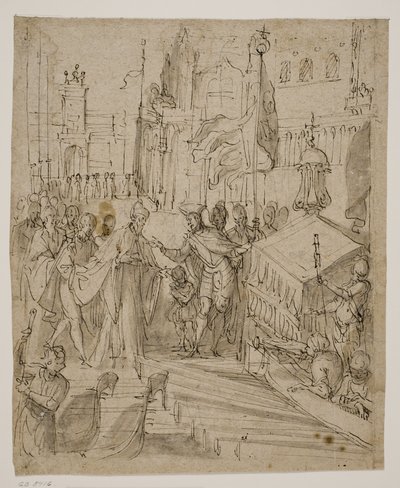 Dogen som ger en medlem av familjen Barbarigo kommandot över den venetianska flottan av Antonio Aliense