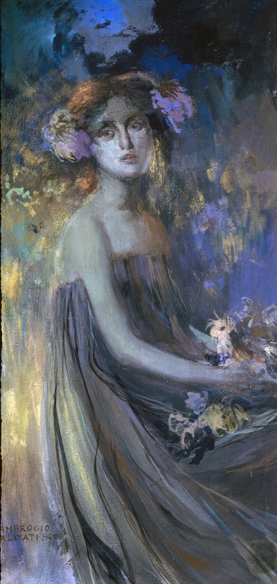Dam med blommor av Antonio Ambrogio Alciati