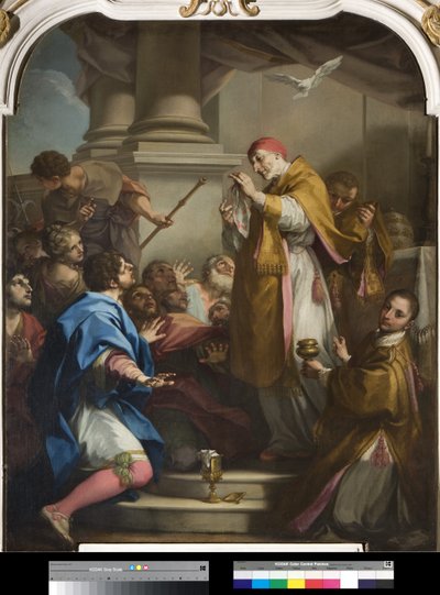 Saint Gregory visar korpralen färgad med blod (se även 3498745) av Antonio Balestra