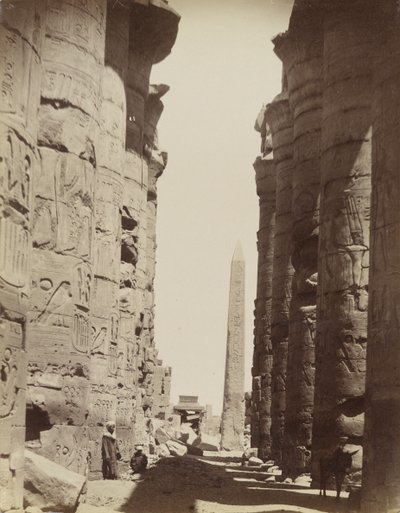 Kolumner och obelisk vid Karnak av Antonio Beato
