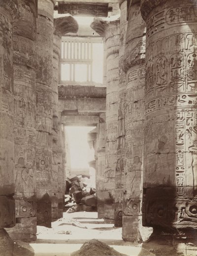 Hypostyle Hall i Temple of Karnak, utsikt över Hypostyle Hall av Antonio Beato