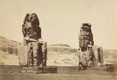 Kolosserna av Memnon, Thebe, ca. 1860-talet. av Antonio Beato