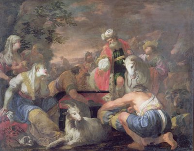 Laban söker sina idoler (olja på duk) av Antonio Bellucci