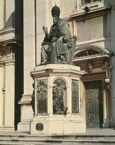 Monument till påven Sixtus V utanför basilikan i Loreto av Antonio Calcagni