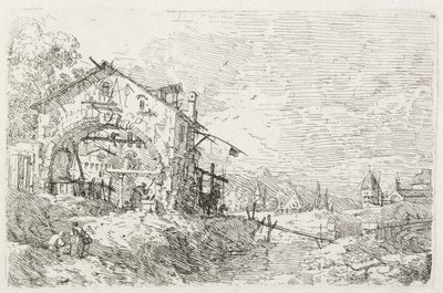 Visningar: En kvinna som drar vatten under en båge, 1735-1746. av Giovanni Antonio Canal