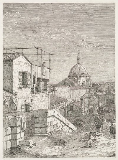 Utsikt: Huset med inskriften, 1735-1746. av Giovanni Antonio Canal