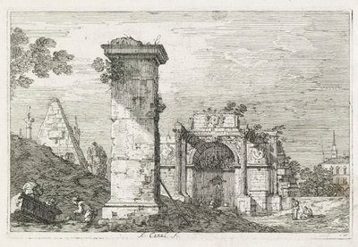 Utsikt: Den isolerade pelaren av Antonio Canaletto