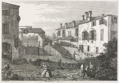 Utsikt: Kanalslussen vid Dolo, 1735-1746. av Giovanni Antonio Canal