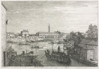 Utsikt: Hamnen vid Dolo av Antonio Canaletto