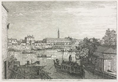 Utsikt: Hamnen i Dolo, 1735-1746. av Giovanni Antonio Canal
