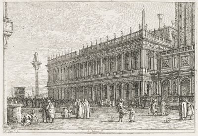 Utsikt: Biblioteket, Venedig av Antonio Canaletto