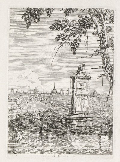 Utsikt: Det lilla monumentet under ett träd, 1735-1746. av Giovanni Antonio Canal