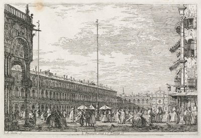 Utsikt: Åklagarens palats och kyrkan St. Géminien, Venedig av Antonio Canaletto