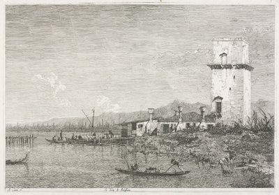 Utsikt: Tornet i Malghera, 1735-1746. av Giovanni Antonio Canal