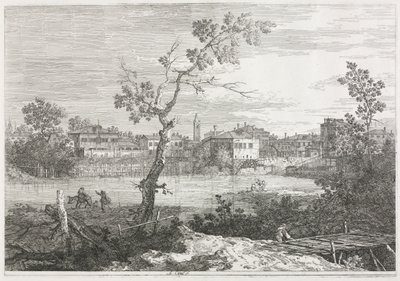 Utsikt: Utsikt över Burano, en stad på en ö i den venetianska lagunen av Antonio Canaletto