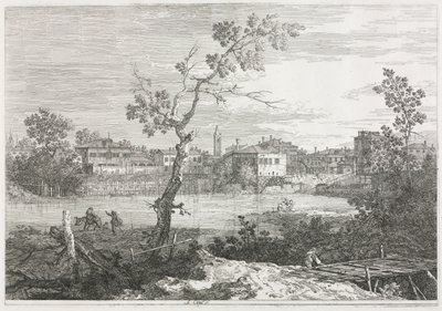 Utsikt: Utsikt över Burano, en stad på en ö i den venetianska lagunen, 1735-1746. av Giovanni Antonio Canal