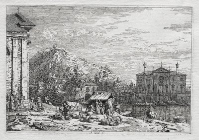 Utsikt över Venedig och omgivningar: En stad bortom en flod av Antonio Canaletto