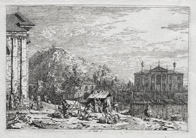 Utsikt över Venedig och omgivningar: A City Beyond a River, 1700-talet. av Giovanni Antonio Canal