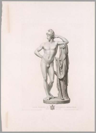 Paris lutad på trädstubbe, framifrån, från Oeuvre de Canova av Antonio Canova
