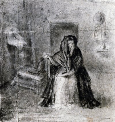Sittande kvinna, av Antonio Canova (1757-1822), teckning av Antonio Canova