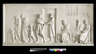 Sokrates lämnar sin familj, 1787-1790 (gips) av Antonio Canova