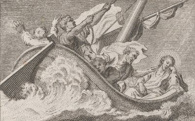 Kristus på en båt med fiskare, ca. 1760-93. av Antonio Capellan