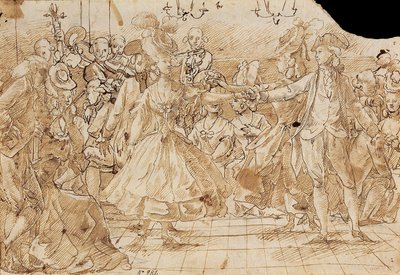 ""Minuet"" - Arbete av Antonio Casanovas Torrents (1752-1796) Menuettpenna, brunt indiskt bläck på papper ca. 1780 National Art Museum of Catalonia, Barcelona 20,9x30 av Antonio Casanovas i Torrents