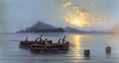Fiskare utanför Capris kust (olja på duk) av Antonio Coppola