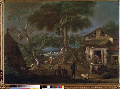 ""Landskap i Italien"" (italienskt landskap) En bondgård på den italienska landsbygden. Målning av Antonio Diziani (1737-1797) Mikalojus Konstantinas Ciurlionis Fine Arts Museum, Kaunas, Litauen av Antonio Diziani