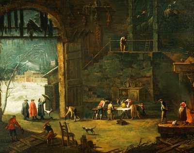 Vintern, ankomsten av en adelsman till villan, av Antonio Diziani (1737-1797), målning. av Antonio Diziani