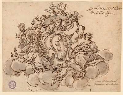 Design för en takmålning (?) med kardinal Francesco Maria de