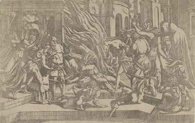 Bränning av ett lik, 1540-45. av Antonio Fantuzzi