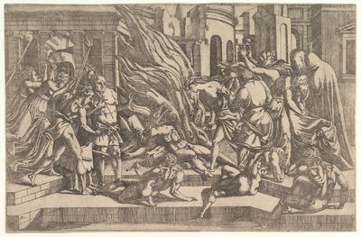 Bränning av ett lik, ca. 1543. av Antonio Fantuzzi