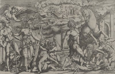 Tävling mellan Neptunus och Athena, 1540-45. av Antonio Fantuzzi
