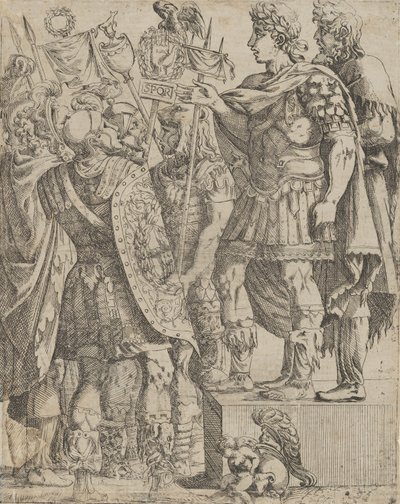 Kejsaren tilltalar sina soldater, ca. 1542-45. av Antonio Fantuzzi