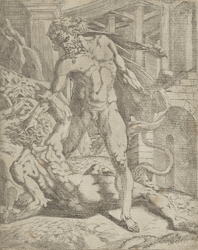 Hercules och Cacus, 1540-45. av Antonio Fantuzzi